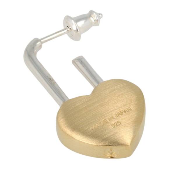 NEW AMBUSH women's small heart padlock single earrings in gold - Picture 2 of 2